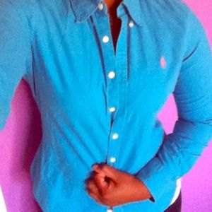 Turquoise Ralph Lauren Long Sleeve Button Up.