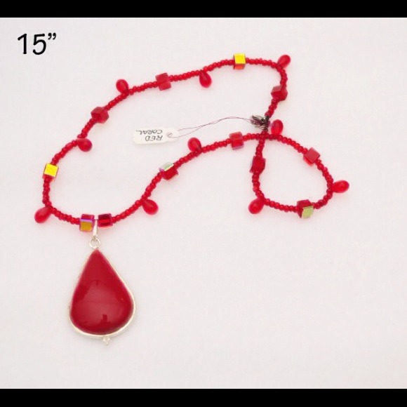 Red Coral Pendant Necklace