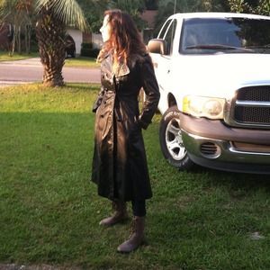 Genuine Leather Trench Coat