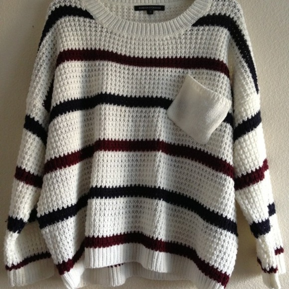 Foreign Exchange Burgundy Navy Oversize Sweater