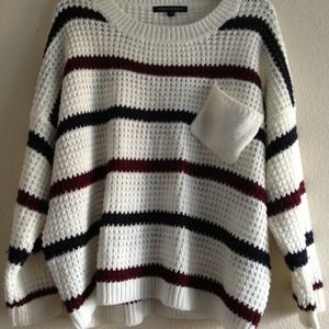 Foreign Exchange Burgundy Navy Oversize Sweater