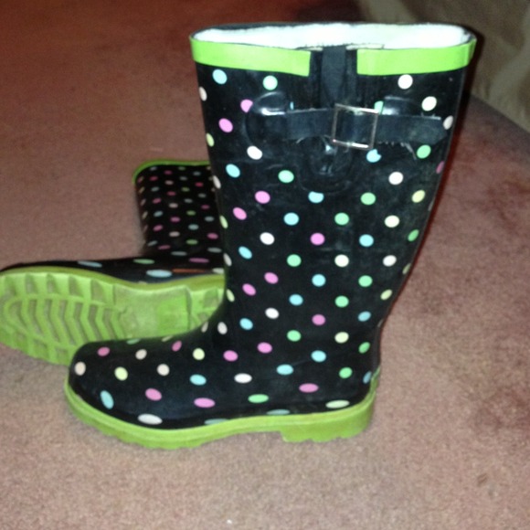 Polka dot rain boots