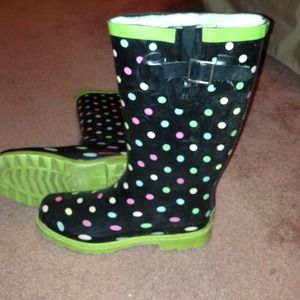 Polka dot rain boots