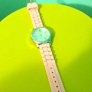 Pink watch with coloured numbers!!