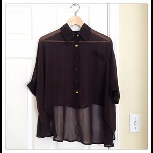 Fashion Chiffon Blouse, dark green.
