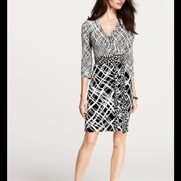 Mixed Print 3/4 Sleeve Wrap Dress