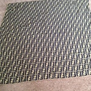 FENDI SIGNATURE FF SILK SCARF. AUTH.