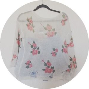 SOLD! Rose print shredded sweater