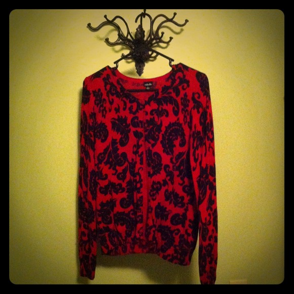Black and red baroque sweater