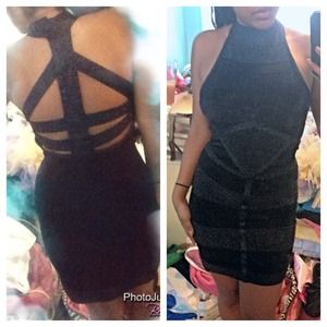 Shimmery Black Bandage Dress