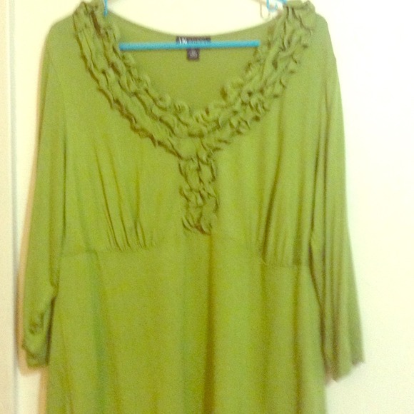 Two tops in green and teal blue both for