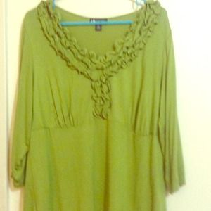 Two tops in green and teal blue both for