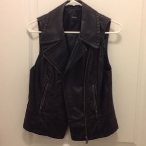 Black leather vest
