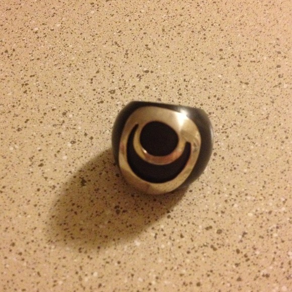 Ebony and sterling silver ring
