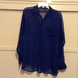 Sheer star print loose button up from Express