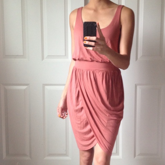 PRICE REDUCED Salmon orange tulip drape dress