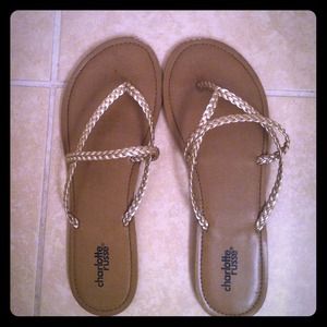 CHARLOTTE RUSSE GOLD FLIP FLOPS