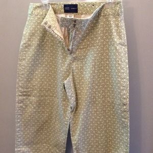 green and khaki patterned capris