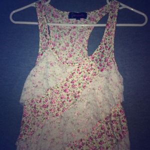 Lace and floral print shirt M