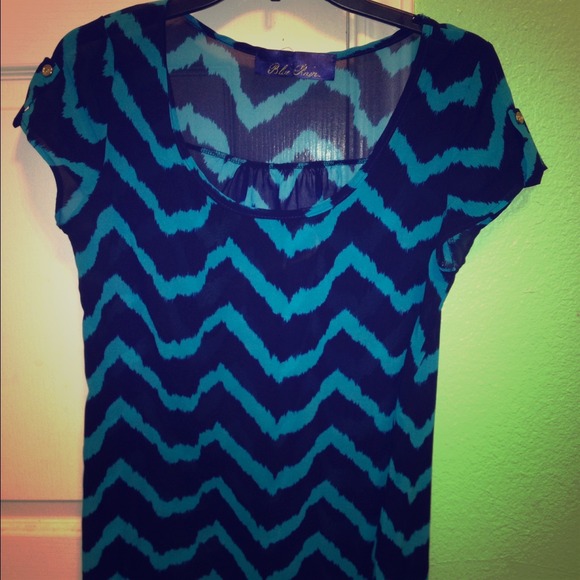 Teal/Navy zebra chiffon blouse