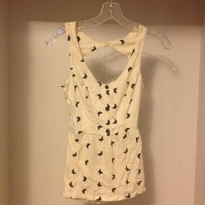 White tank with butterfly polka dots
