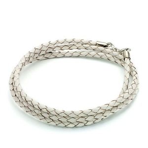White braided leather w/ S Steel lobster clasp