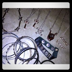 Rocker girl bracelets and necklaces set