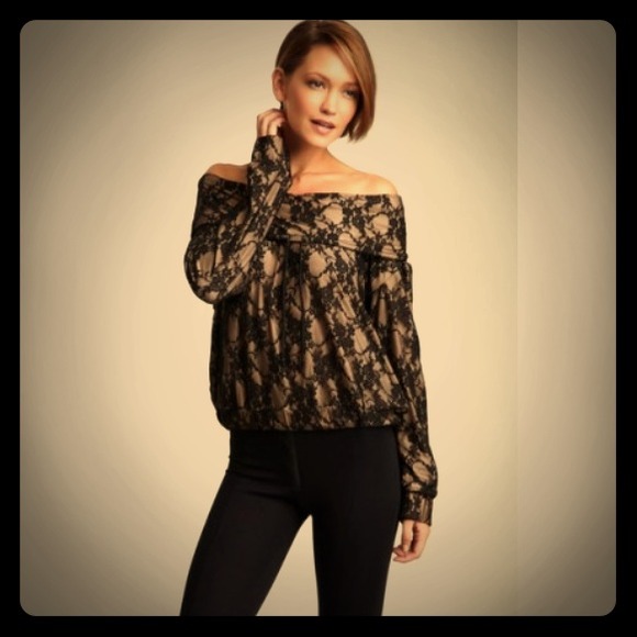 ❌SOLD IN BUNDLE❌Black Lace Off Shoulder Top❌SOLD❌