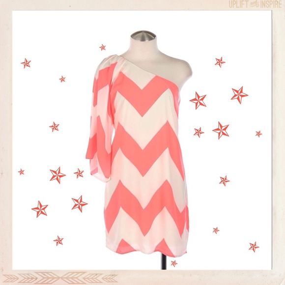 Coral Chiffon One Shoulder Dress