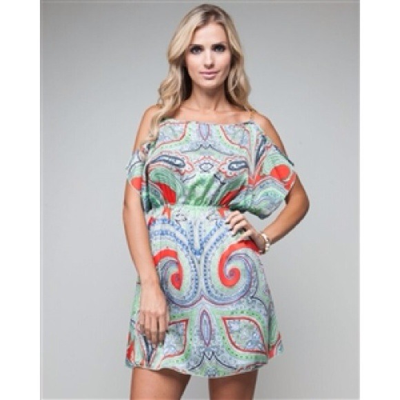 Lime scroll chain strap dress