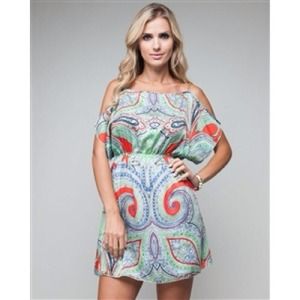 Lime scroll chain strap dress