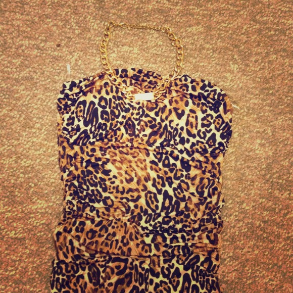 Tube cheetah print dress