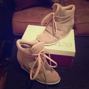 Taupe Wedge Sneakers