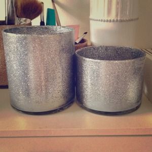 Silver Glitter Makeup Jars