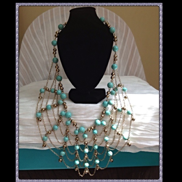 😍Gold Link & Turquoise Beaded Spider Necklace😍