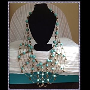 😍Gold Link & Turquoise Beaded Spider Necklace😍