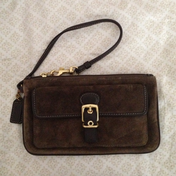 🚫SOLD🚫Coach Dark Brown Suede Wristlet
