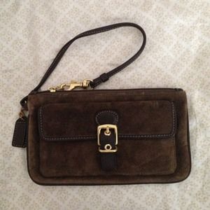 🚫SOLD🚫Coach Dark Brown Suede Wristlet
