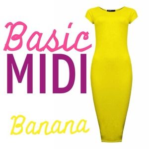 Basic Midi Dress - Banana Yellow - S/M