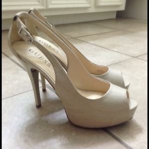 GUESS Nude Peep-Toe Pumps - Barely Used!