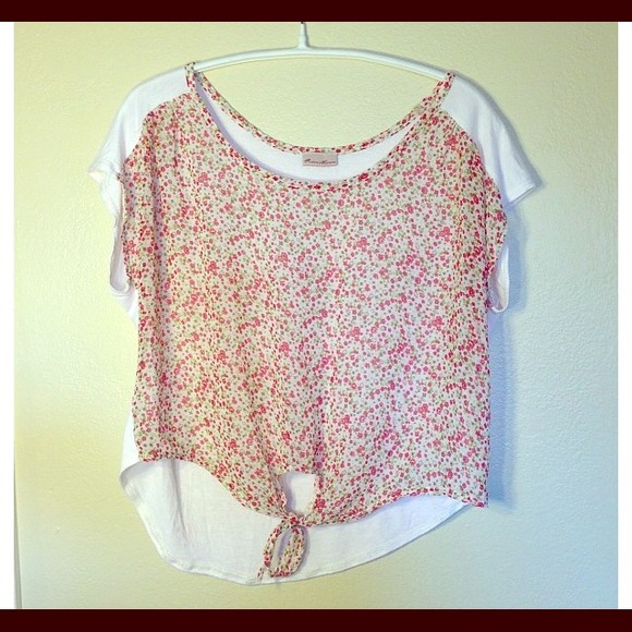 Sheer floral crop top