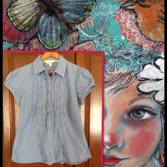 Royal blue and white gingham button down shirt - Picture 1 of 4
