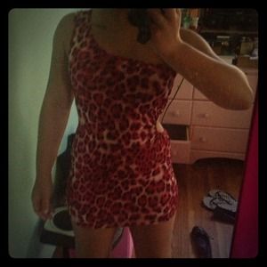 Red cheetah print dress