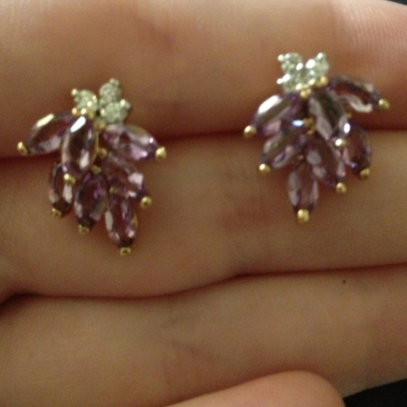 Amethyst and white topaz earrings