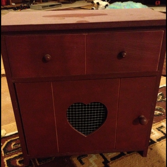 Small wooden box & purple corduroy