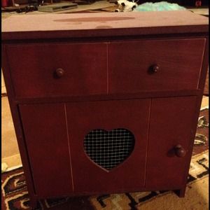 Small wooden box & purple corduroy