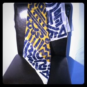 Beautiful white navy blue and gold scarf