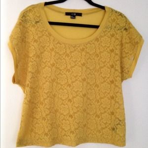 Forever 21 Mustard Yellow Lace Top - M