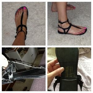 Stunning Black Studded Gladiator Sandals