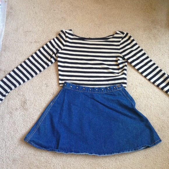 Vtg cropped striped shirt